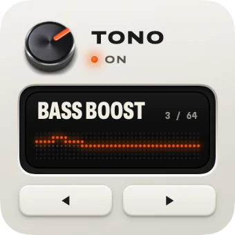 O widget pequeno do TONO: o knob, o display do preset e duas teclas para trocar de preset.